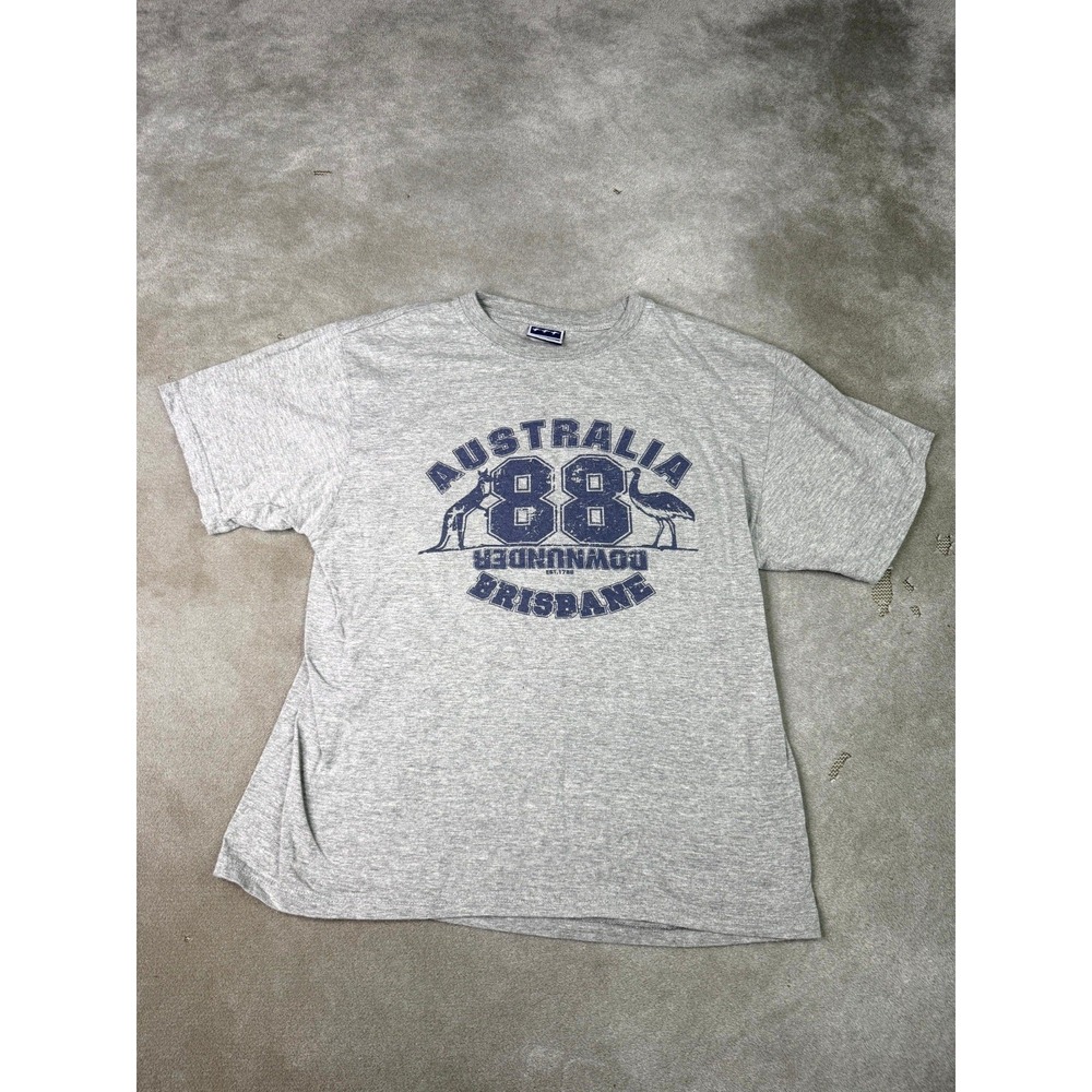 VTG Australia Brisbane Down Under 88 T-Shirt Mens XL Gray Graphic Print Casual